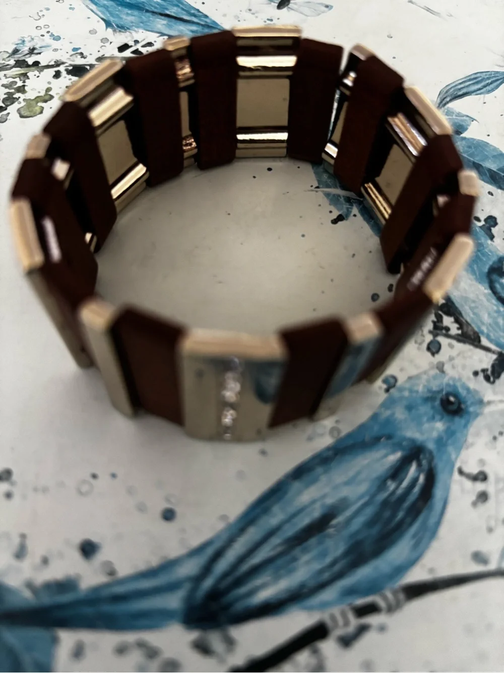 vintage multi-strand leather expansion bracelet accented with alternating silver